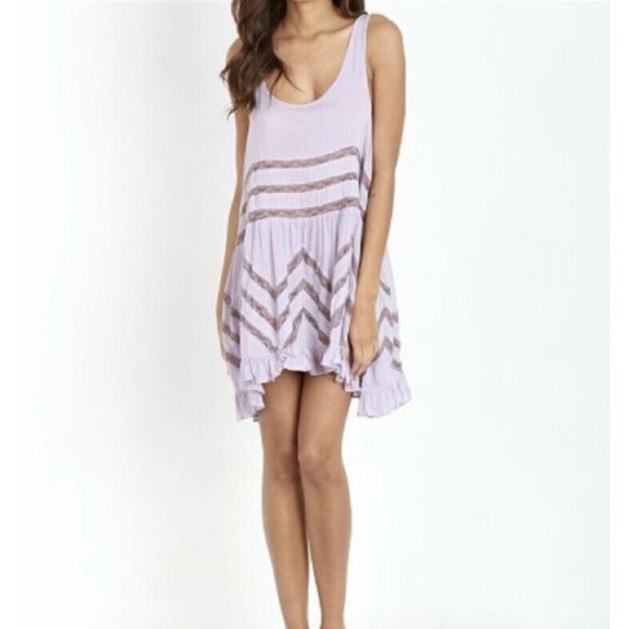 Free People Intimately Voile and Lace Trapeze Slip Dress in Purple Size XS - Picture 1 of 6